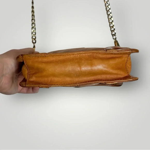 Rebecca Minkoff Mini Crossbody Purse Gold Hardware Chain Link Strap Caramel - Picture 5 of 16